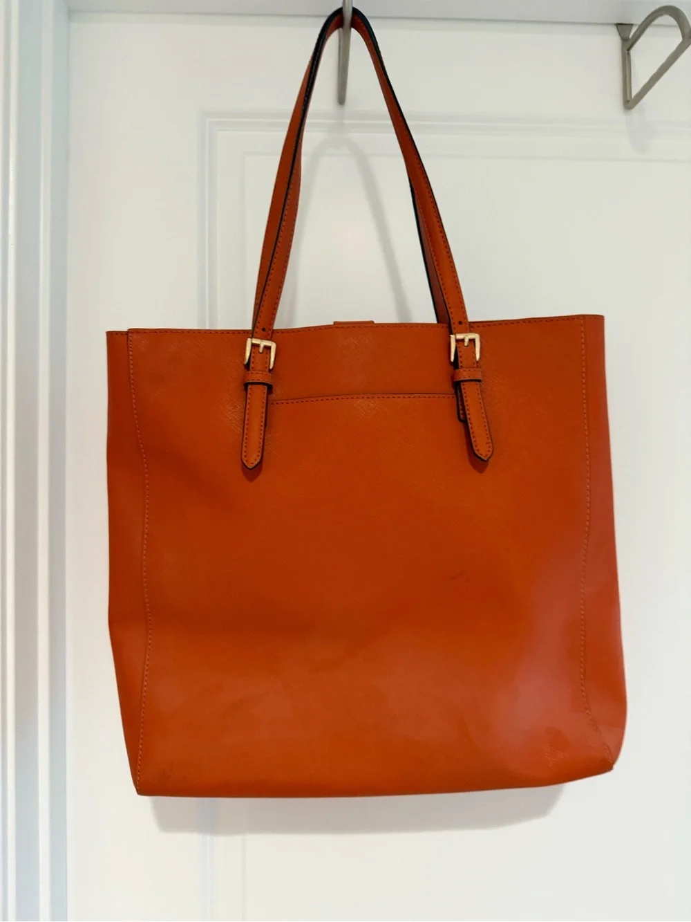 Michael Kors Burnt Orange Leather Tote with Gold MK Emblem